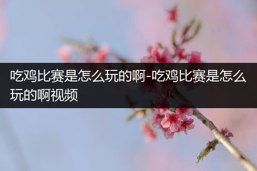 吃鸡比赛是怎么玩的啊-吃鸡比赛是怎么玩的啊视频