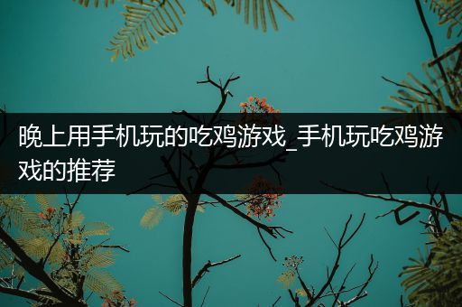 晚上用手机玩的吃鸡游戏_手机玩吃鸡游戏的推荐