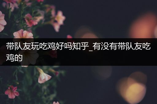 带队友玩吃鸡好吗知乎_有没有带队友吃鸡的