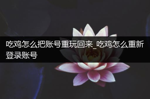 吃鸡怎么把账号重玩回来_吃鸡怎么重新登录账号