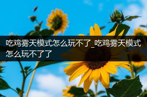 吃鸡雾天模式怎么玩不了_吃鸡雾天模式怎么玩不了了