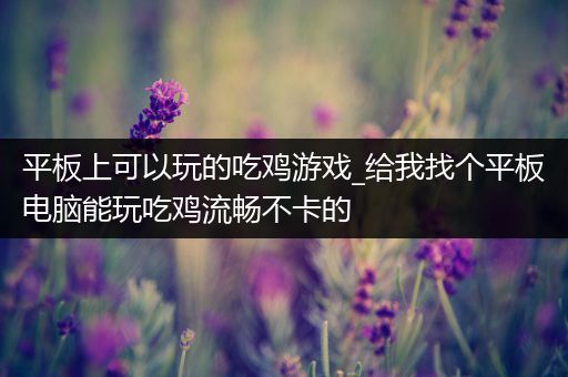 平板上可以玩的吃鸡游戏_给我找个平板电脑能玩吃鸡流畅不卡的