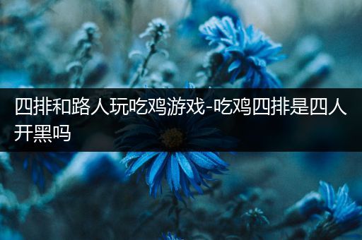 四排和路人玩吃鸡游戏-吃鸡四排是四人开黑吗