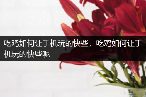 吃鸡如何让手机玩的快些，吃鸡如何让手机玩的快些呢