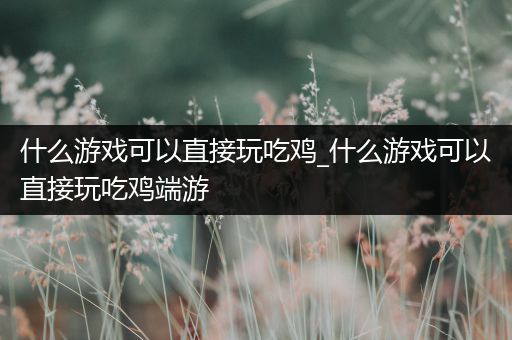 什么游戏可以直接玩吃鸡_什么游戏可以直接玩吃鸡端游