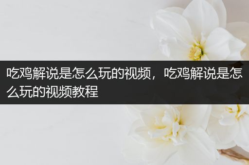 吃鸡解说是怎么玩的视频，吃鸡解说是怎么玩的视频教程