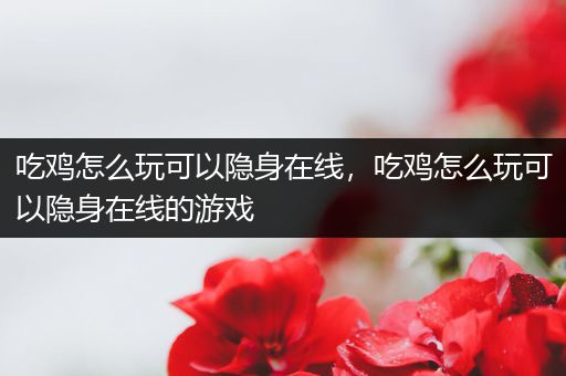 吃鸡怎么玩可以隐身在线，吃鸡怎么玩可以隐身在线的游戏