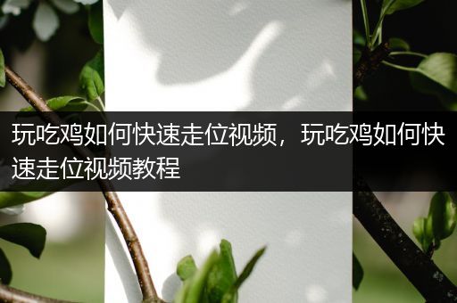 玩吃鸡如何快速走位视频，玩吃鸡如何快速走位视频教程
