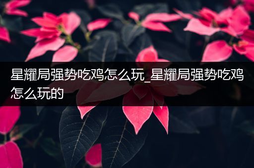 星耀局强势吃鸡怎么玩_星耀局强势吃鸡怎么玩的