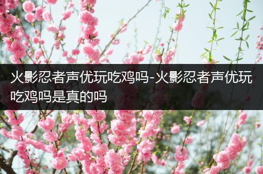 火影忍者声优玩吃鸡吗-火影忍者声优玩吃鸡吗是真的吗