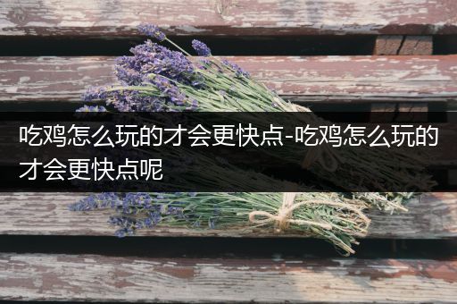 吃鸡怎么玩的才会更快点-吃鸡怎么玩的才会更快点呢