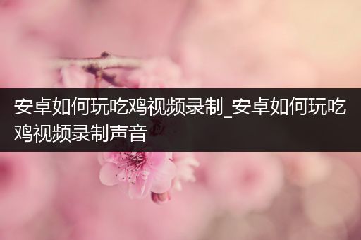 安卓如何玩吃鸡视频录制_安卓如何玩吃鸡视频录制声音