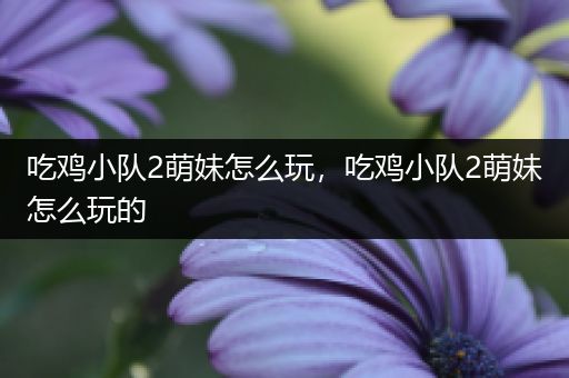 吃鸡小队2萌妹怎么玩，吃鸡小队2萌妹怎么玩的